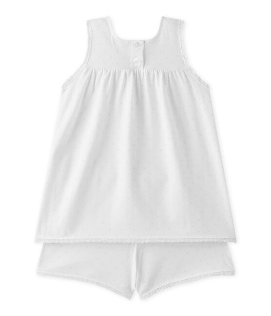 Pyjacourt fille à pois ton sur ton ECUME white