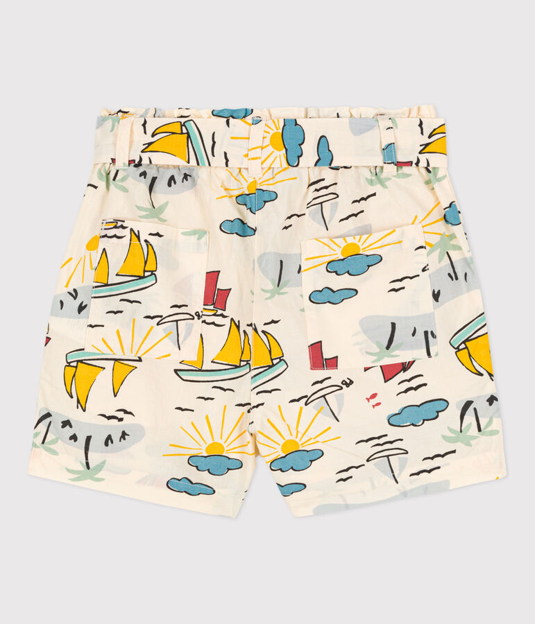 Girls' Patterned Poplin Shorts Ecru/multicolor