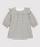Baby Girls' Striped Organic Cotton Dress MARSHMALLOW white/SMOKING blue