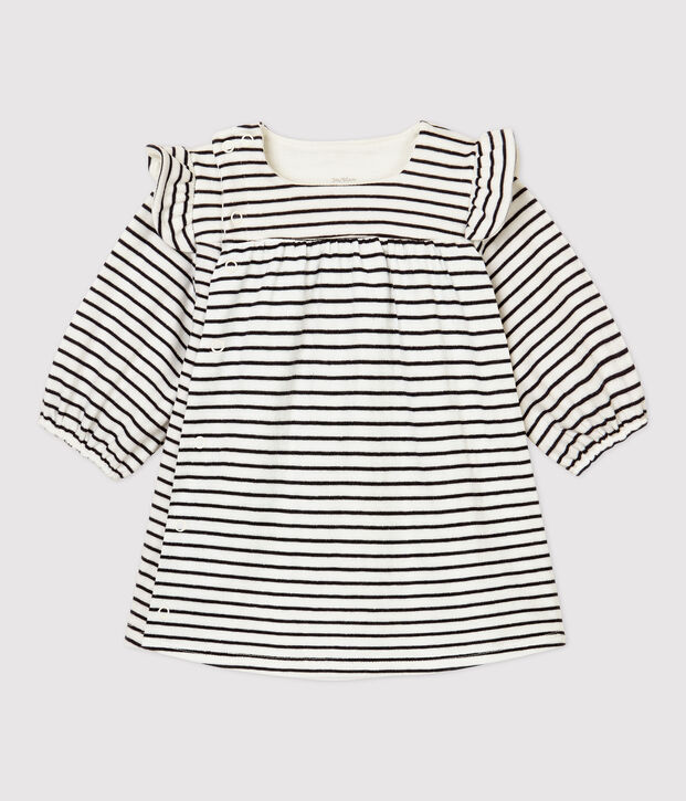 Baby Girls' Striped Organic Cotton Dress white/blue