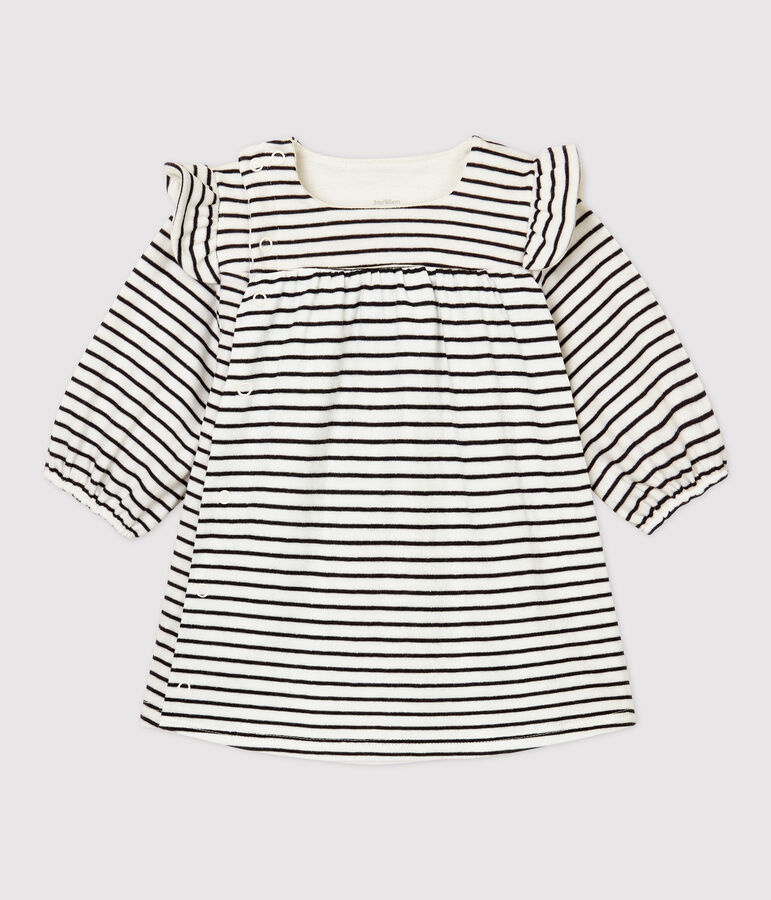 Baby Girls' Striped Organic Cotton Dress white/blue