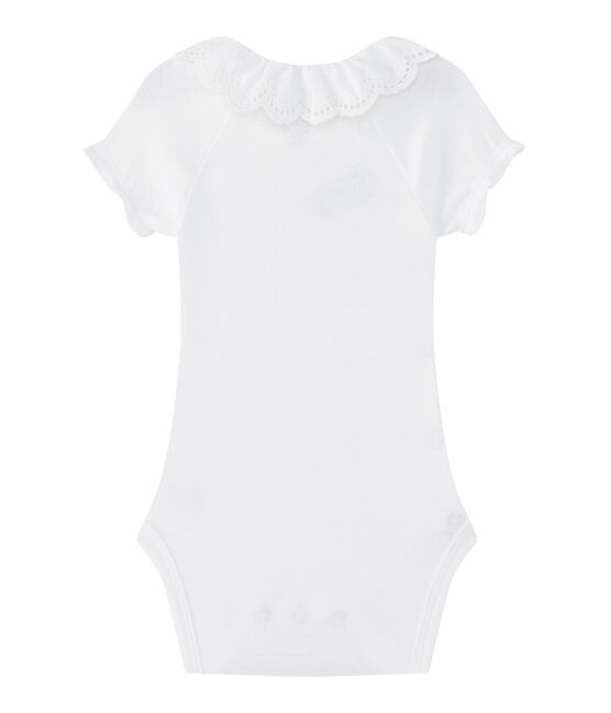 Newborn baby girls' bodysuit ECUME white