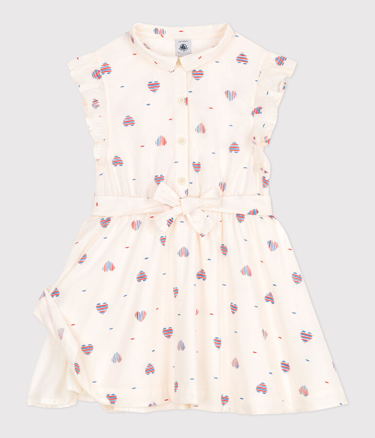 Children's sleeveless heart-print cotton dress Ecru/multicolor