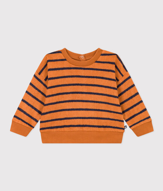 Babies' Striped Terry Sweatshirt ECUREUIL /SMOKING