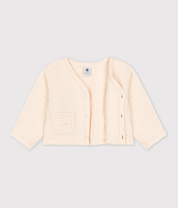 Babies' Cotton Gauze Cardigan Ecru