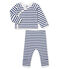 Unisex Babies' Tube-Knit Pyjamas MARSHMALLOW white/SMOKING blue