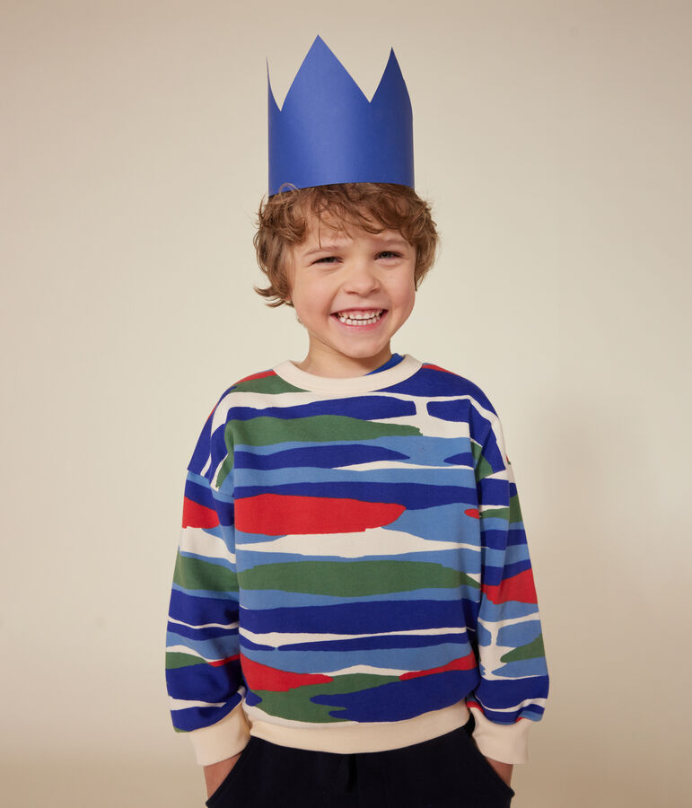 Boys' fleece sweatshirt Ecru/red