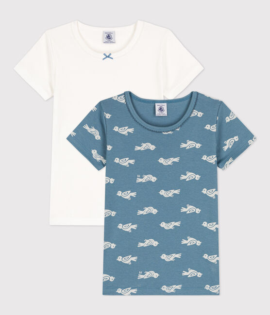 Girls' Short-sleeved Bird Patterned Cotton T-Shirt - 2-Pack variante 1