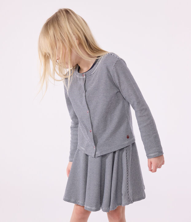 Children's stripy cotton cardigan blue/white