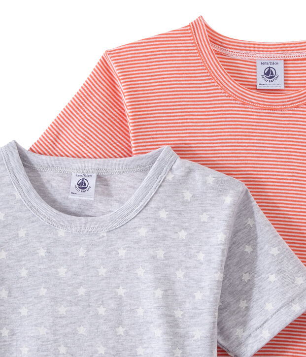 Set of 2 boys' short-sleeved t-shirts white