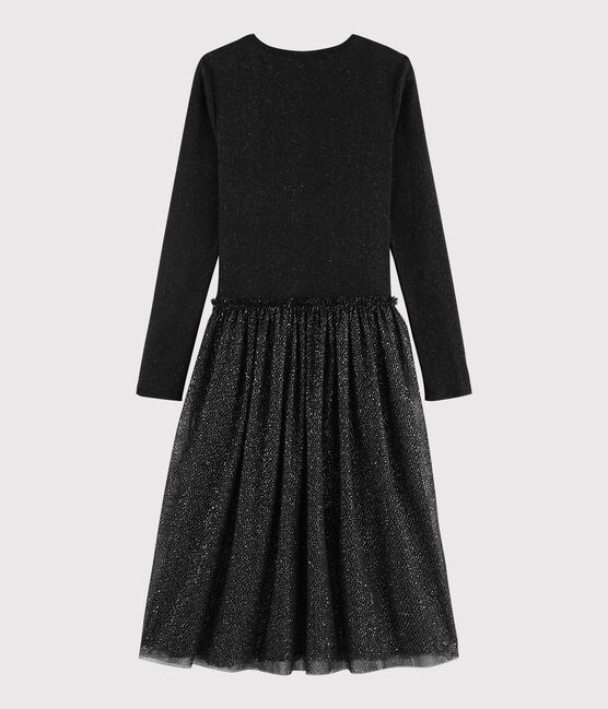 Women's dual fabric tulle dress BLACK black/OR yellow