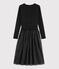Women's dual fabric tulle dress BLACK black/OR yellow