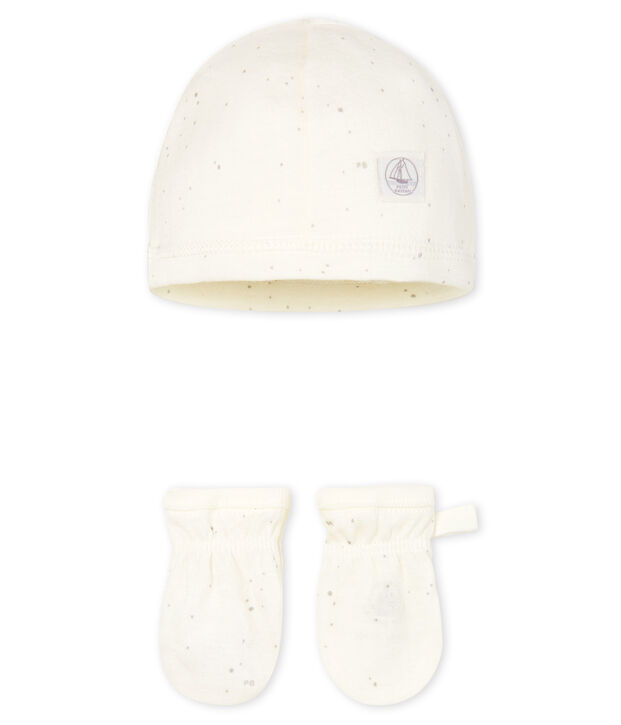 Newborn Babies' Bonnet and Mittens Set in Tube Knit multicolor