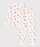 Very fitted children's pajamas in printed cotton MARSHMALLOW /PEONIA /MULTICO