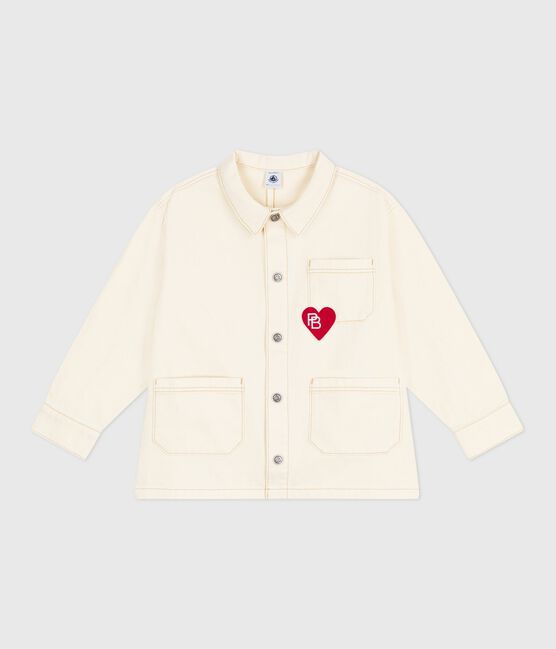 Children's plain denim jacket MILK Ecru