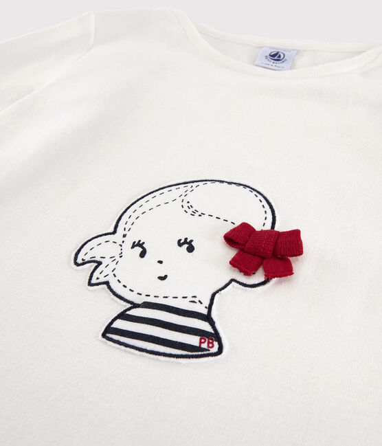 Girls' Short-Sleeved Cotton T-Shirt MARSHMALLOW white
