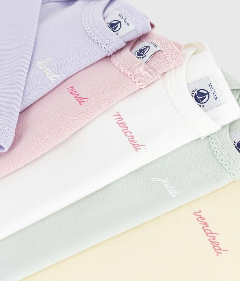 Pack of long-sleeved days of the week cotton bodies for babies multicolor