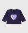 Babies' long-sleeved plain cotton T-shirt with a little motif SOIR