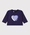 Babies' long-sleeved plain cotton T-shirt with a little motif SOIR