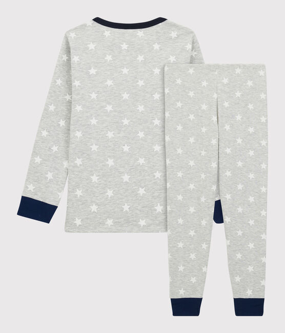 Boys' Star Print Cotton Pyjamas BELUGA grey/MARSHMALLOW white