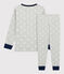 Boys' Star Print Cotton Pyjamas BELUGA grey/MARSHMALLOW white