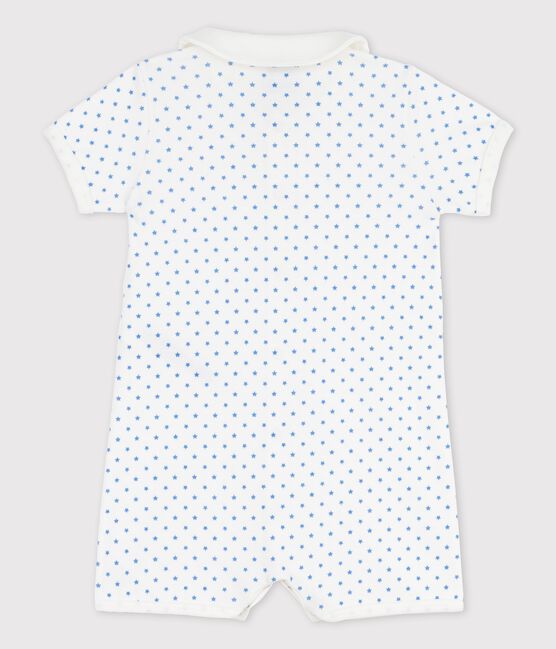 Babies' Starry Cotton Playsuit MARSHMALLOW white/BRASIER blue