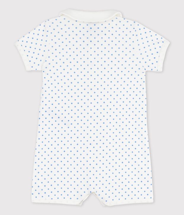 Babies' Starry Cotton Playsuit white/blue