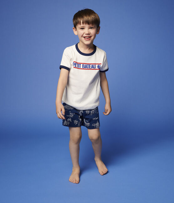 Boys' Toile de Jouy Paris Cotton Short Pyjamas MEDIEVAL blue/MULTICO white