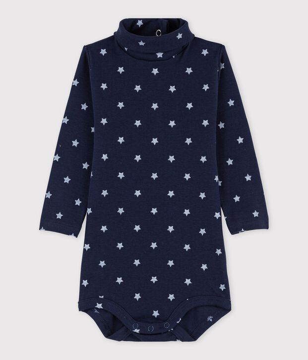 Unisex Babies' Long-Sleeved Roll-Neck Bodysuit blue/white