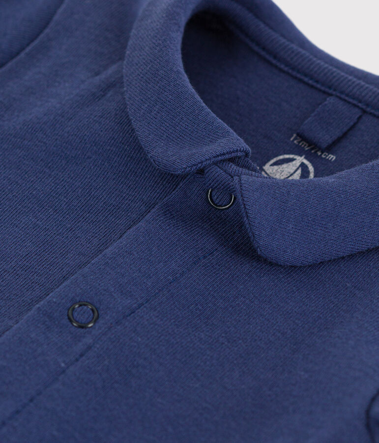 Babies' Short-Sleeved Cotton Bodysuit with Collar CHALOUPE blue