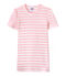 Women's T-shirt in heritage striped rib BABYLONE pink/MARSHMALLOW white