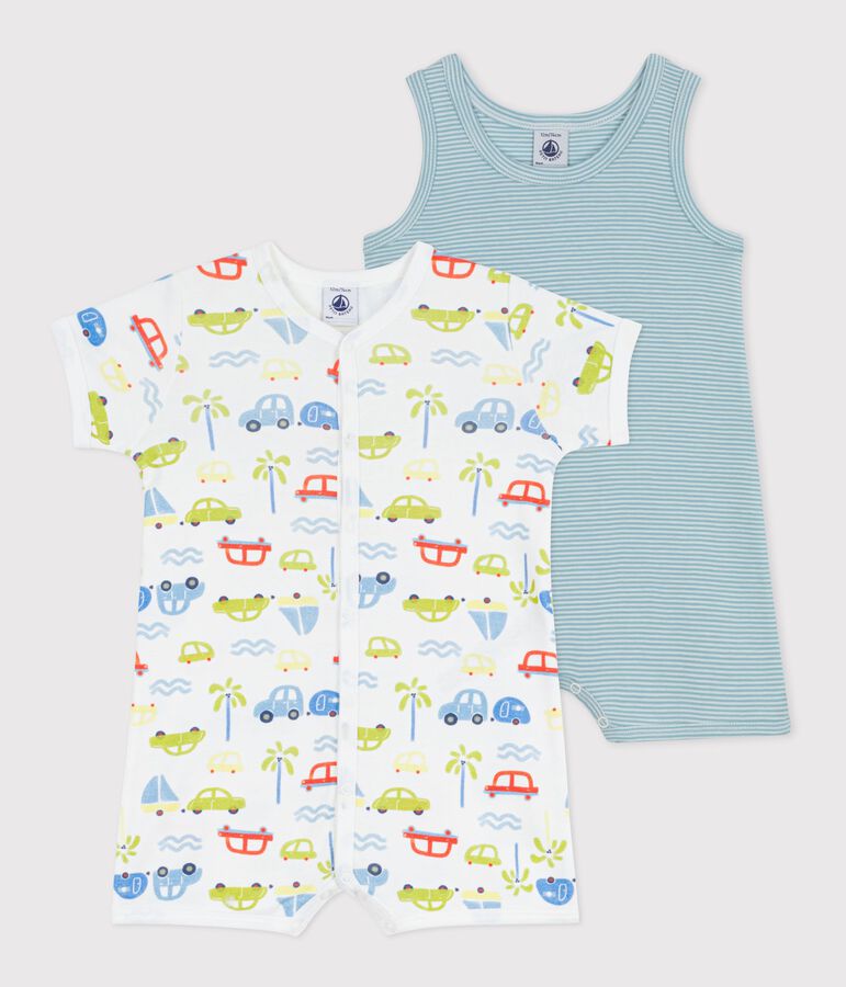 Pack of babies' short printed cotton jumpsuits variante 1