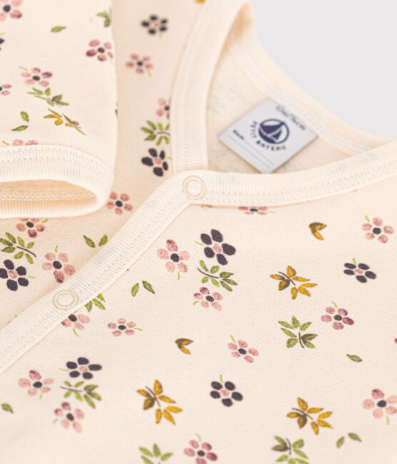 Babies' floral print brushed fleece pyjamas AVALANCHE white/MULTICO