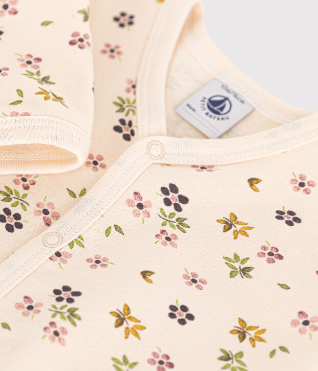 Babies' floral print brushed fleece pyjamas Ecru/multicolor