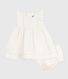 Babies' plain and embroidered sleeveless cotton dress with matching bloomers