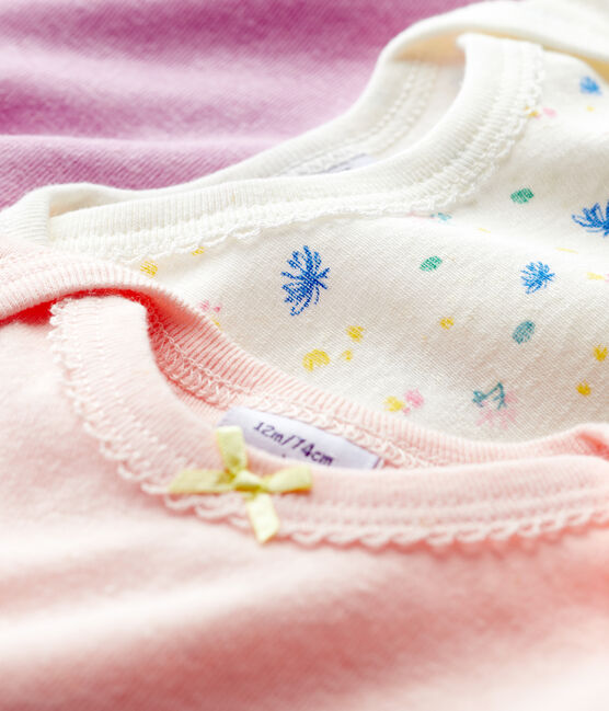 Baby Girls' Springtime Short-Sleeved Cotton and Linen Bodysuit - 3-Pack variante 1