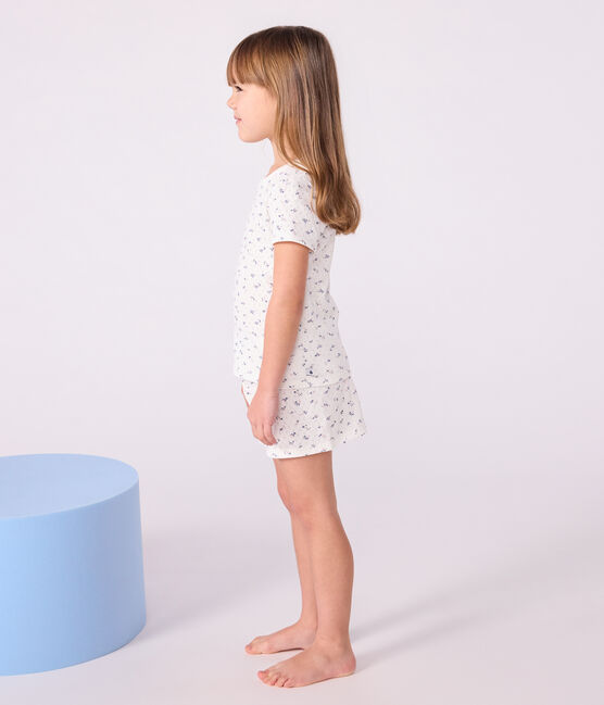 Children's short floral-print openwork cotton pyjamas MARSHMALLOW white/MULTICO white
