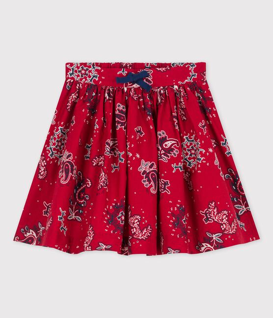 Girls' Printed Poplin Skirt TERKUIT red/MULTICO white