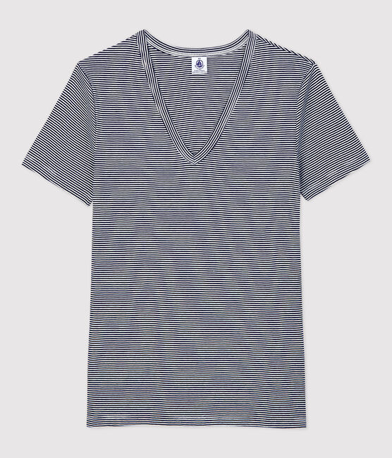 Women's Iconic Organic Cotton V-Neck T-Shirt SMOKING blue/MARSHMALLOW white