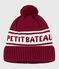 Children's knitted Petit Bateau beanie hat lined in polar fleece AMARANTE red/MARSHMALLOW