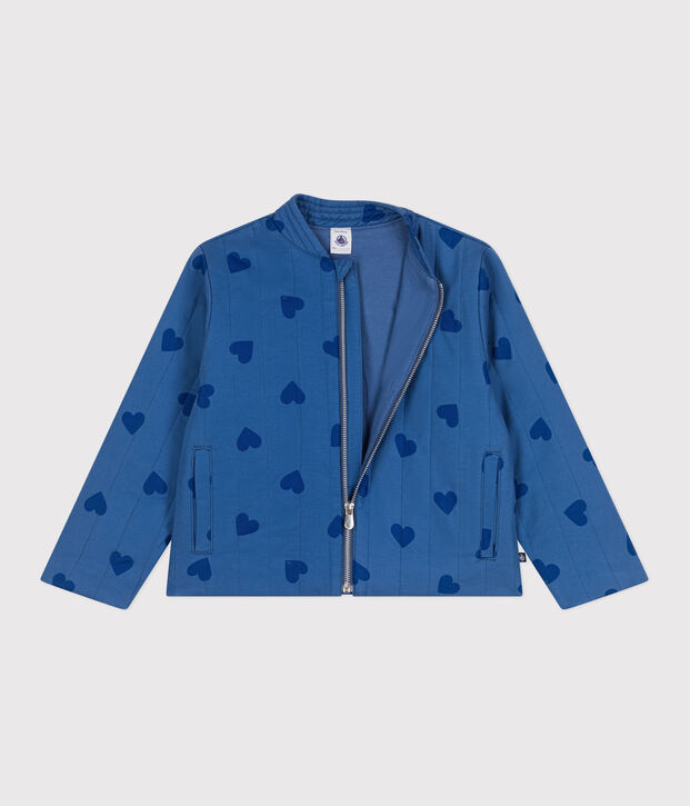 Children's heart-patterned cotton jacket blue/blue