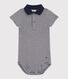 Babies' Short-Sleeved Stripy Polo Collar Cotton Bodysuit