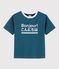 Boys' silkscreen print T-shirt SHADOW blue