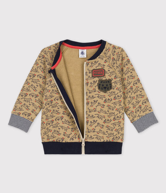 Babies' Fleece Baseball Jacket JERRYCAN beige/MULTICO