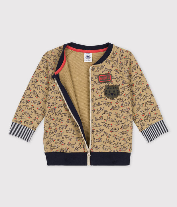 Babies' Fleece Baseball Jacket beige/multicolor