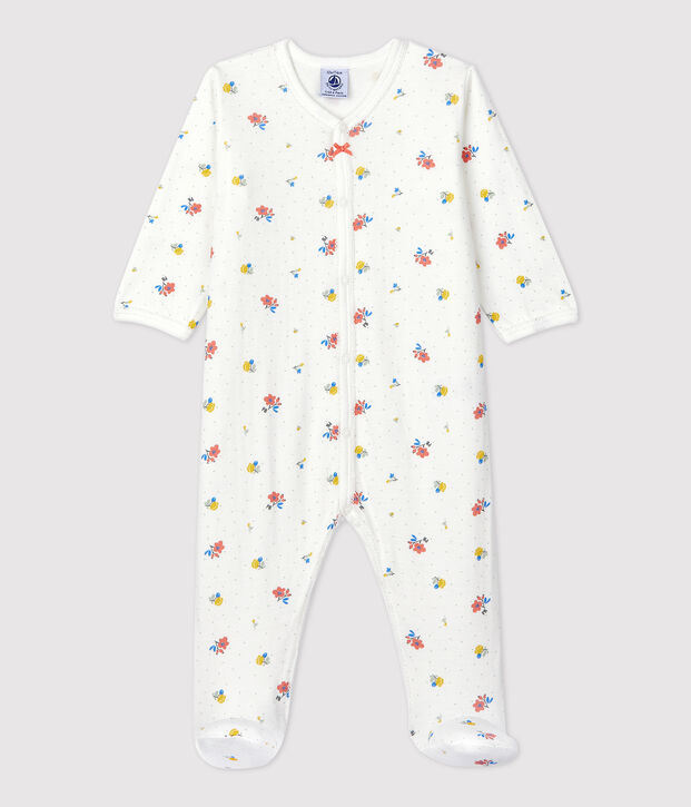 Babies' Floral Organic Cotton Sleepsuit white/multicolor