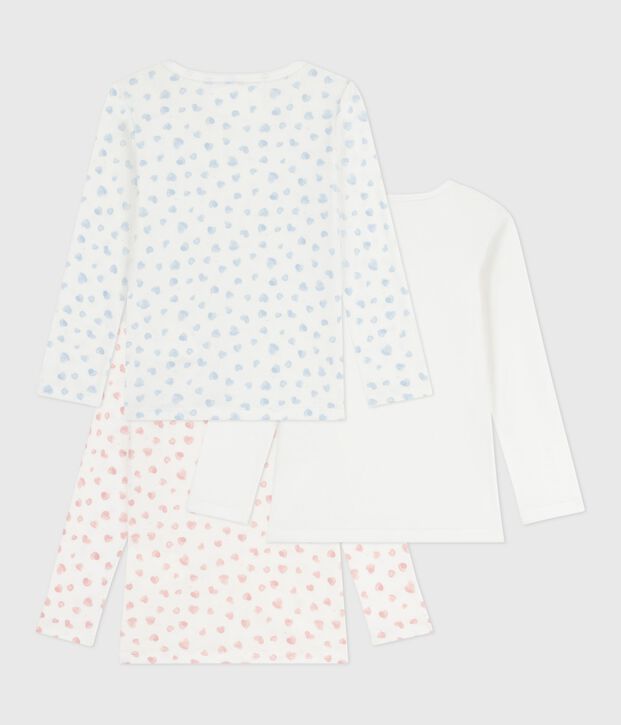 Pack of children's long-sleeved heart-print cotton T-shirts multicolor