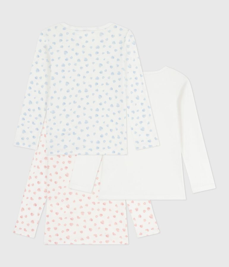 Pack of children's long-sleeved heart-print cotton T-shirts multicolor