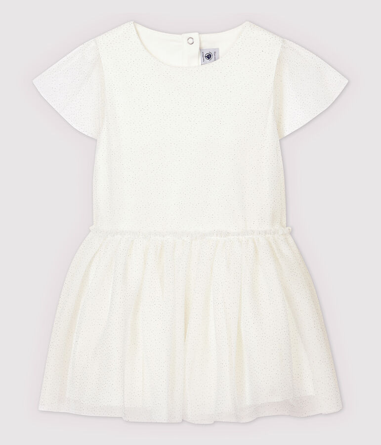 Girls' Tulle Formal Dress MARSHMALLOW white/ARGENT grey