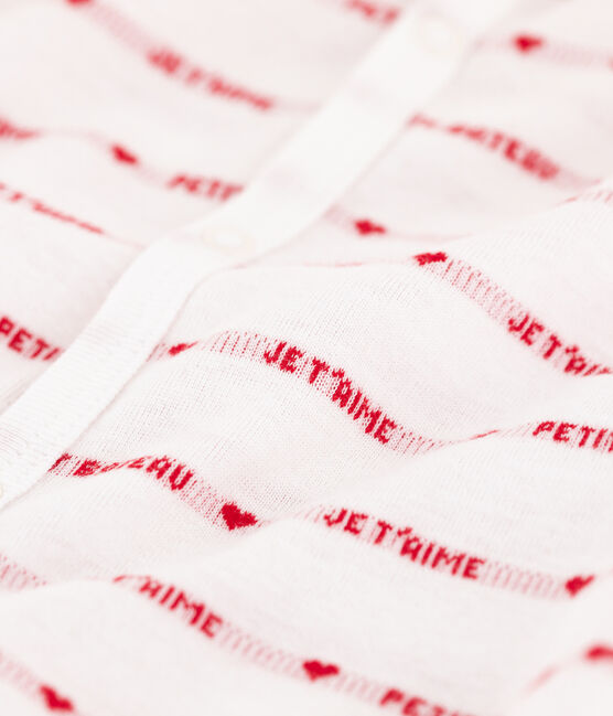 Ribbed Shortie with "Petit Bateau je t'aime" Slogan MARSHMALLOW white/TERKUIT red